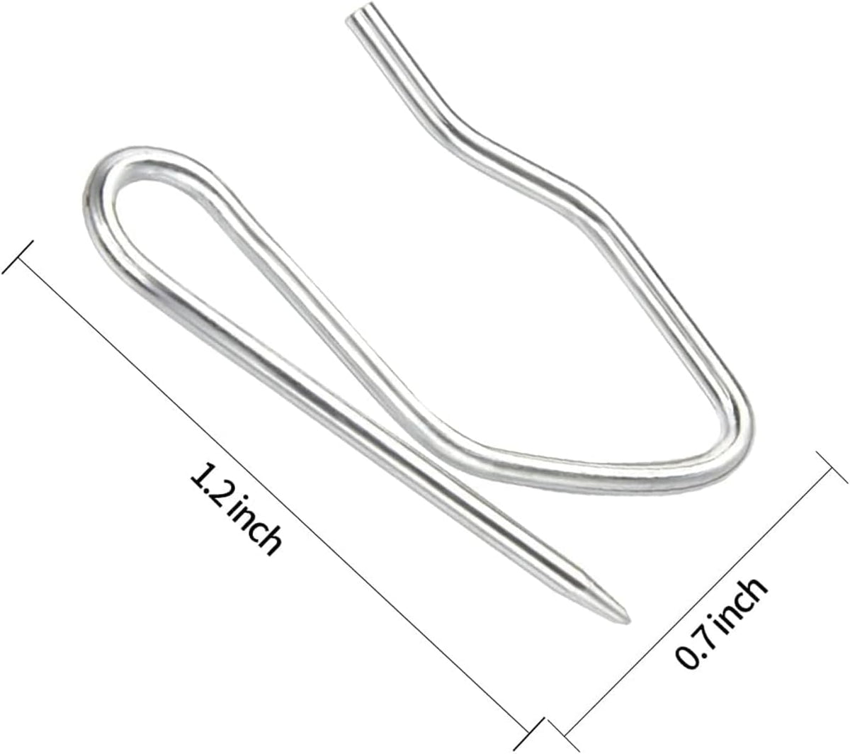 18pcs Metal Curtain Hooks, 1.2 Inch Drapery Pin and Hook for Pleated Drapes, Stainless Steel Door/Window/Shower Curtain, Silver