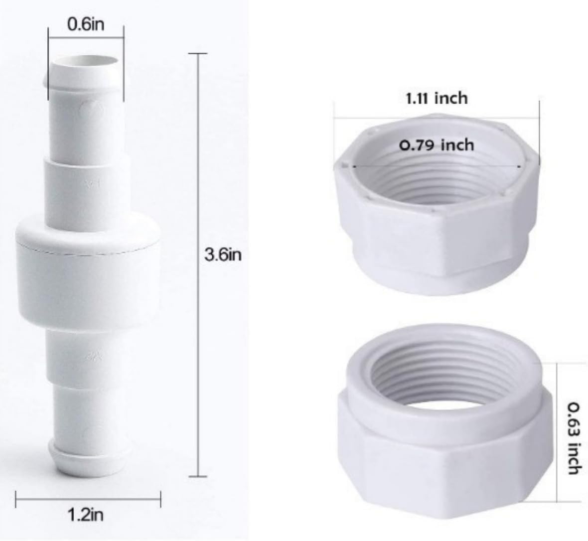 280, 380, 180 Pool Cleaner Hose Swivel D20 and Hose Nut D15 Combo Kit Replacement Suitable for Zodiac Polaris 280, 380, 180 Pool Cleaners (1 Pack)