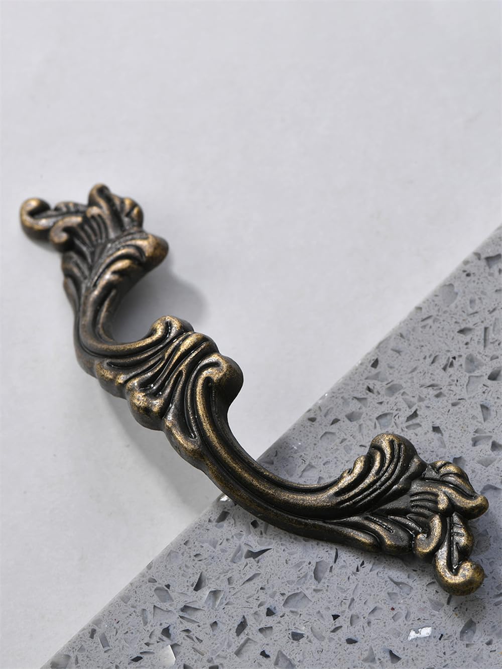 6-Pack French Drawer Pulls - Antique Brass, 3.38" Hole Centers, Vintage Shabby Chic Pulls for Dresser Nightstand Cabinet