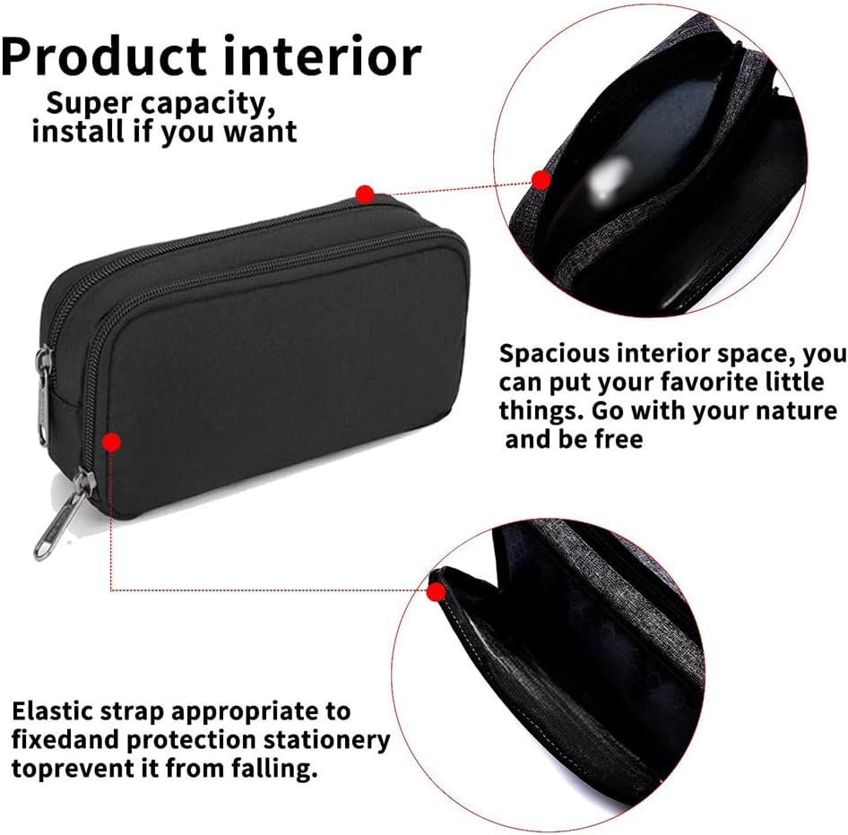 Pencil Case Large Capacity Pencil Pouch Aesthetic Pen Bag Office Stationery Organizer Simple Durable Multifunctional Pencil Bag for Adults - Black