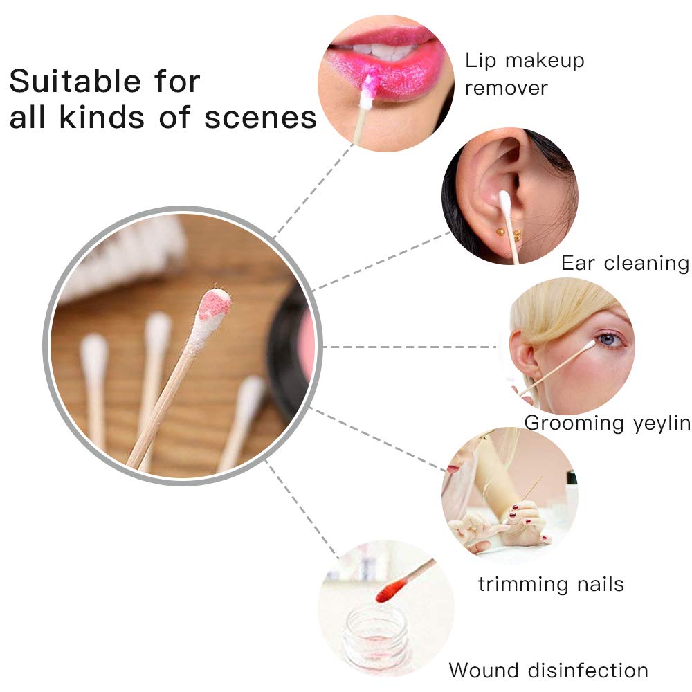 200PCS Cotten Swab Applicators, 6 Inch Long Wooden Cotton Swabs - Cleaning Gun Sterile Medical Q Sticks Tips Applicator With Wood Handle - Makeup & Ear Cleaner Remover Tools - For Ceramics, Jewelry