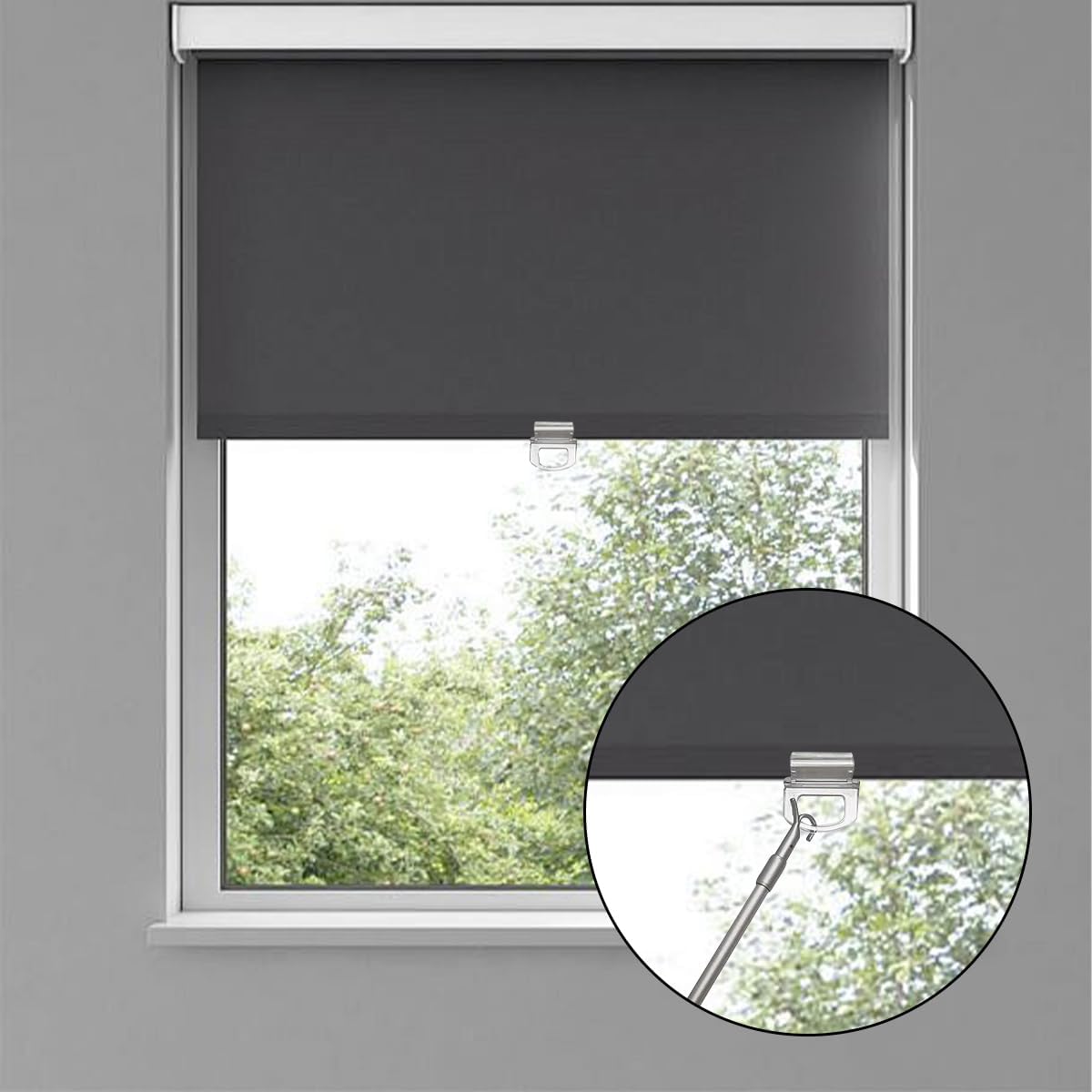 12 Pack Roller Shades Pull Down Clips Cordless Pleated Window Shades Handle Window Shade Pulls Blinds Shades Lifting Transparent Handle Window Shades Clamp for Home Rolling Curtain Accessories