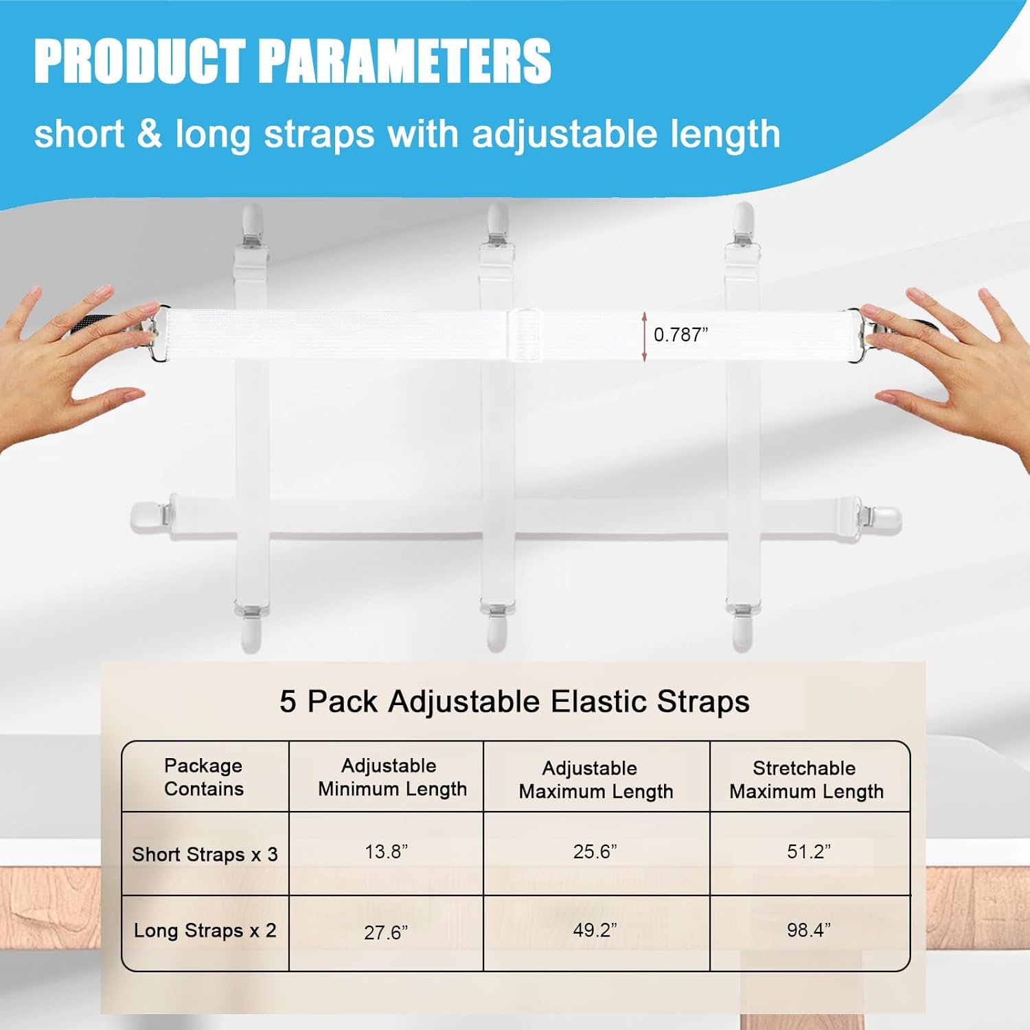 Table Cloth Holder Clips Hidden Strap 5 Pack, Adjustable Elasticity Picnic Tablecloth Clip Indoor Outdoor Large Clamp for Thick Tables Bench Cover Party Restaurant Camping RV Essential Accessories