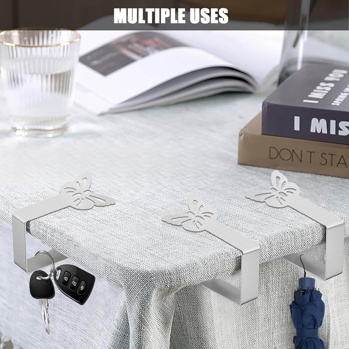 Tablecloth Clips for Outdoor Thick Tables 10 Pack, Butterfly Picnic Table Cloth Holder Clip Indoor, Heavy Duty Stainless Steel Cover Clamp for Party Wedding Home Restaurant Camping Accessories