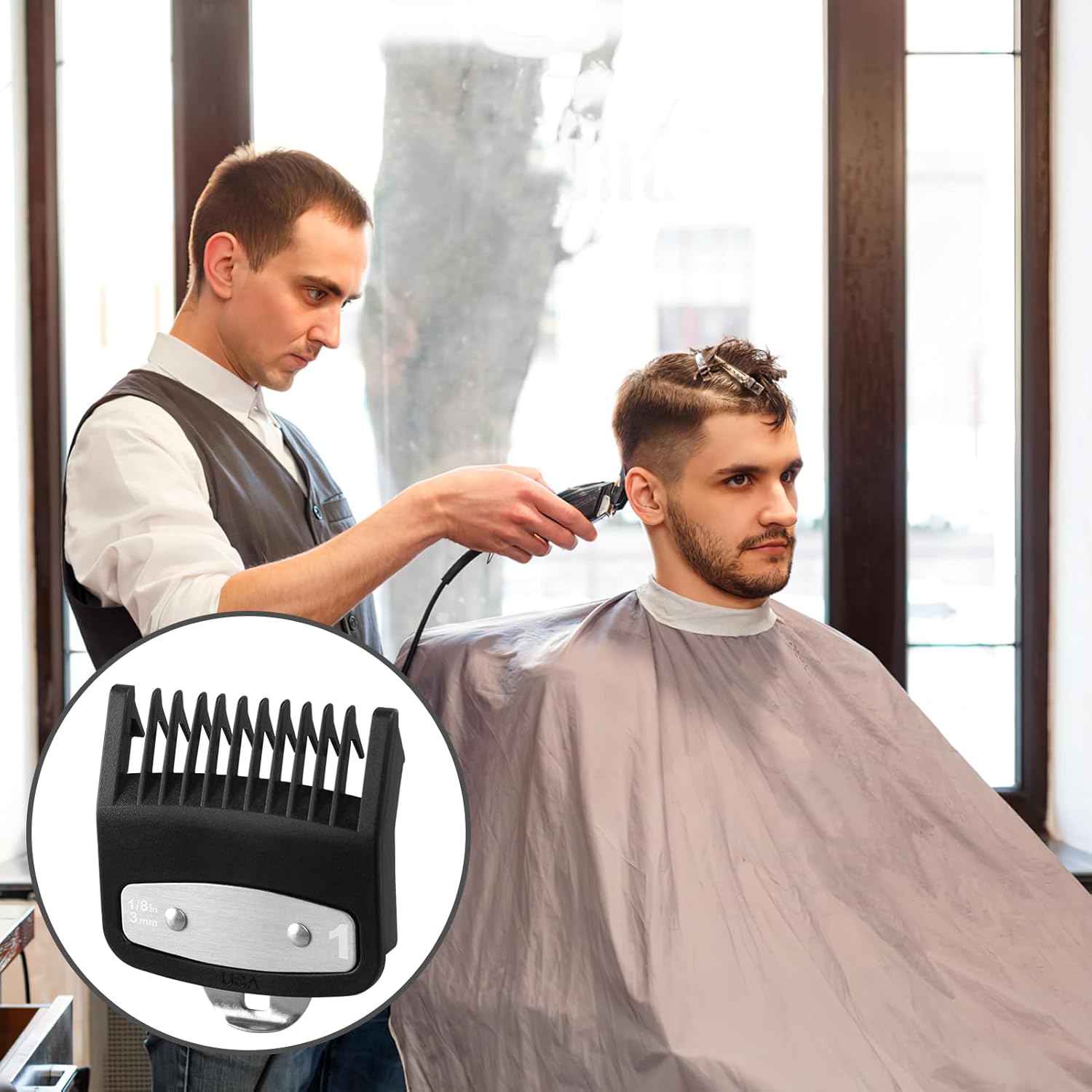 Replacement for Wahl 1 Premium Clipper Guard Clip Guide Metal #3354-100 1/8" 3mm Premium Metal Clipper Guard Replacement for Wahl 1 - Achieve Precise Cuts with Confidence