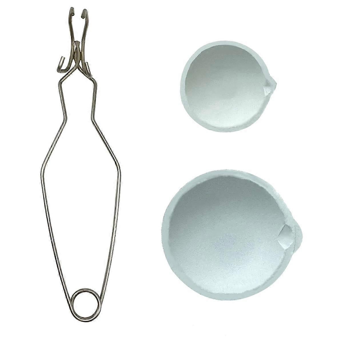 Small Melting Ceramic Crucible Dish Cup Set with Whip Tongs Handle 2A Melting Ceramic Crucible Set