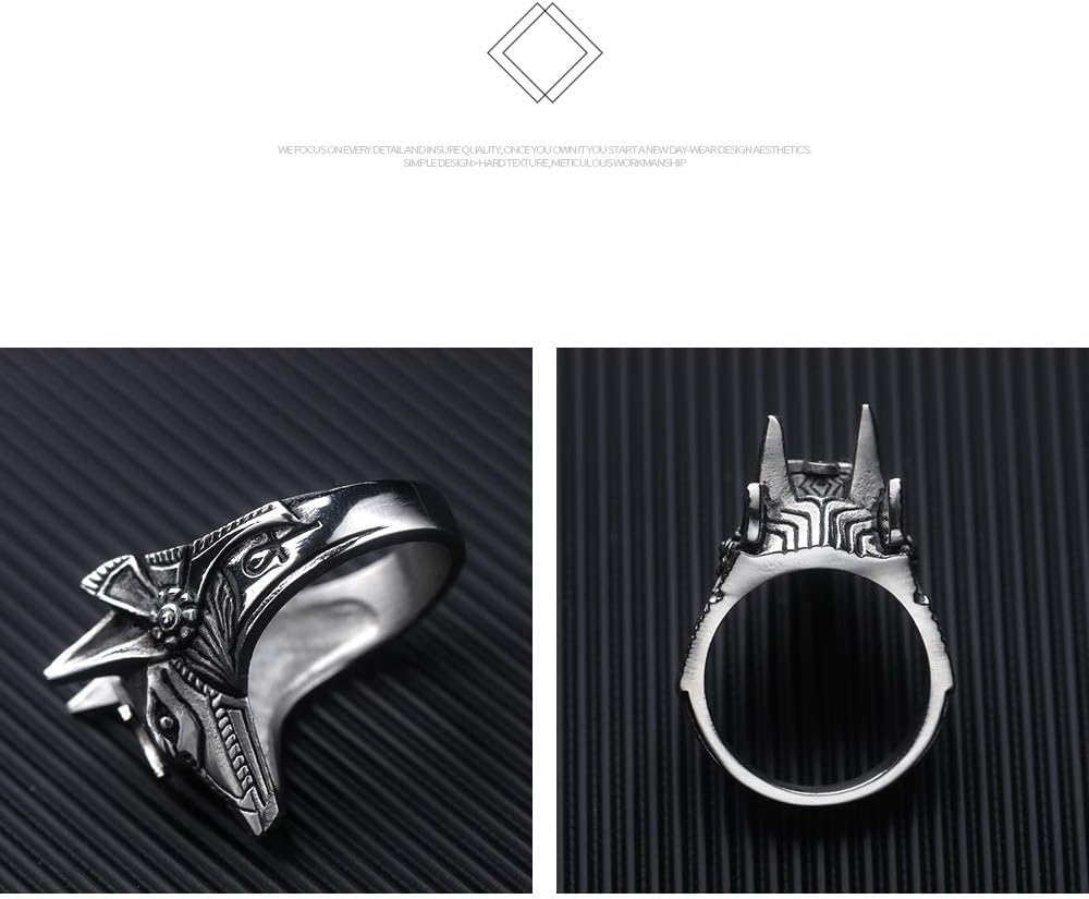 Men's Stainless Steel Egyptian God Anubis Ring Vintage Gold Plated Ankh Cross Ring Jewelry