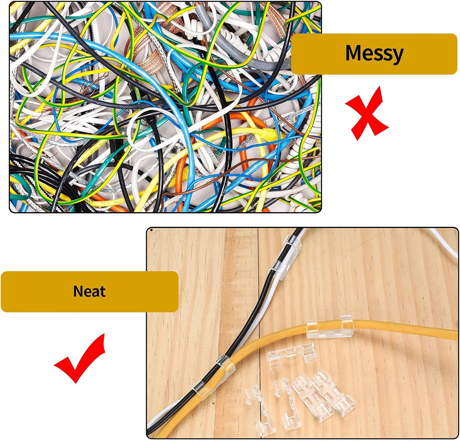 120 Pcs Adhesive Cable Clips, Cable Management Clips, Clear Cable Organizer, Cord Holder, Wire Clips, Sticky Cable Wire Cord Clips Holder for Car Office Home Desktop PC TV Laptop Ethernet Cable