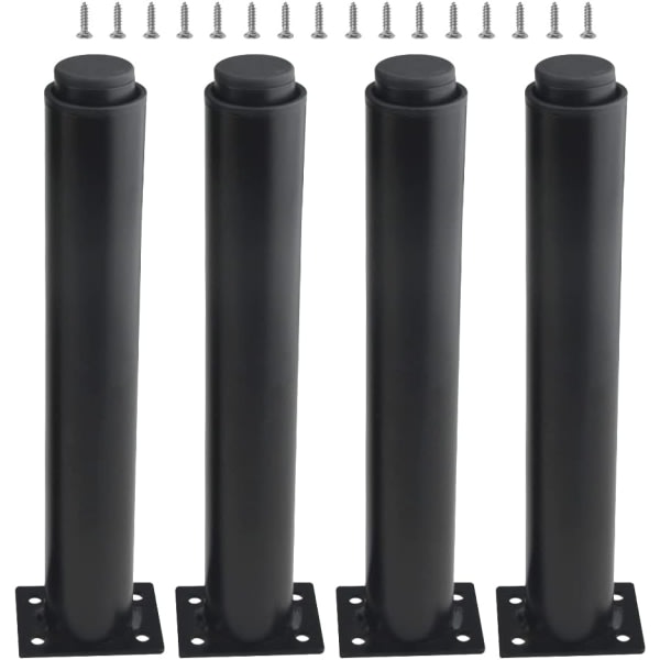 (25-42 cm, black) Set of 4 sturdy adjustable metal furniture legs