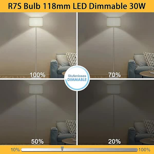 2 Pcs R7s 118mm 30W Dimmable LED Bulb Warm White 3000K Flicker Free