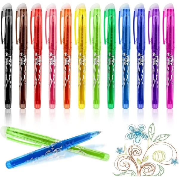 Erasable Gel Ink Pens 12 Pack Precise Writing Compatible with Popular Brands