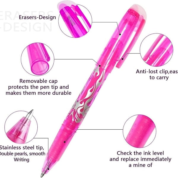 Erasable Gel Ink Pens 12 Pack Precise Writing Compatible with Popular Brands