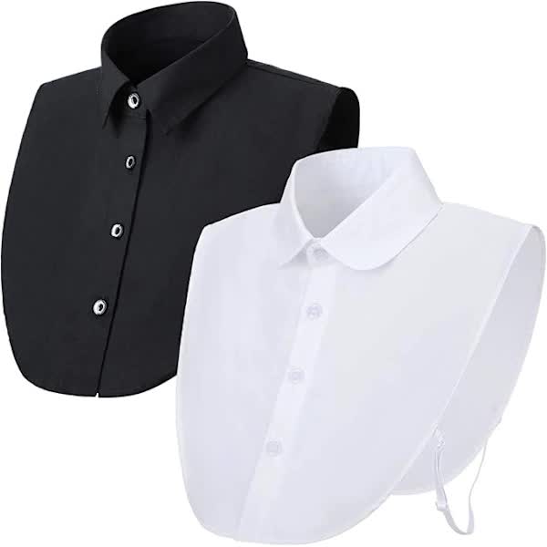 Black and White Detachable Collars, 2 Pack