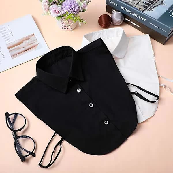 Black and White Detachable Collars, 2 Pack