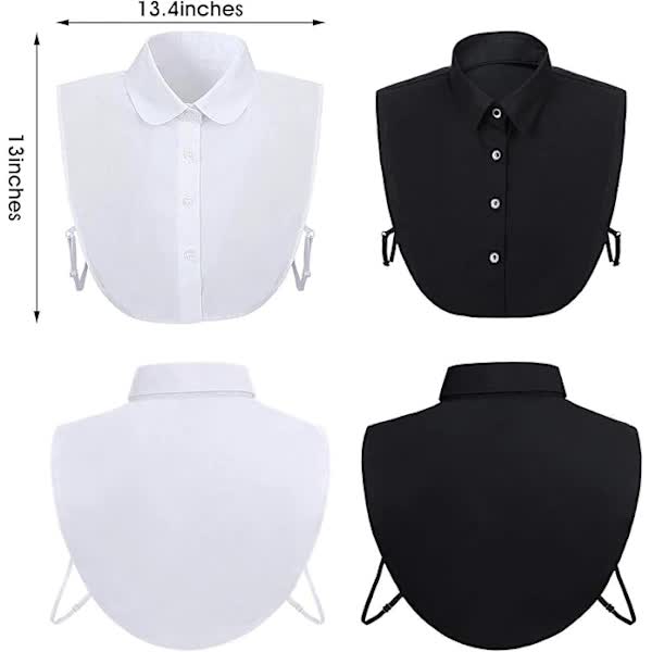 Black and White Detachable Collars, 2 Pack
