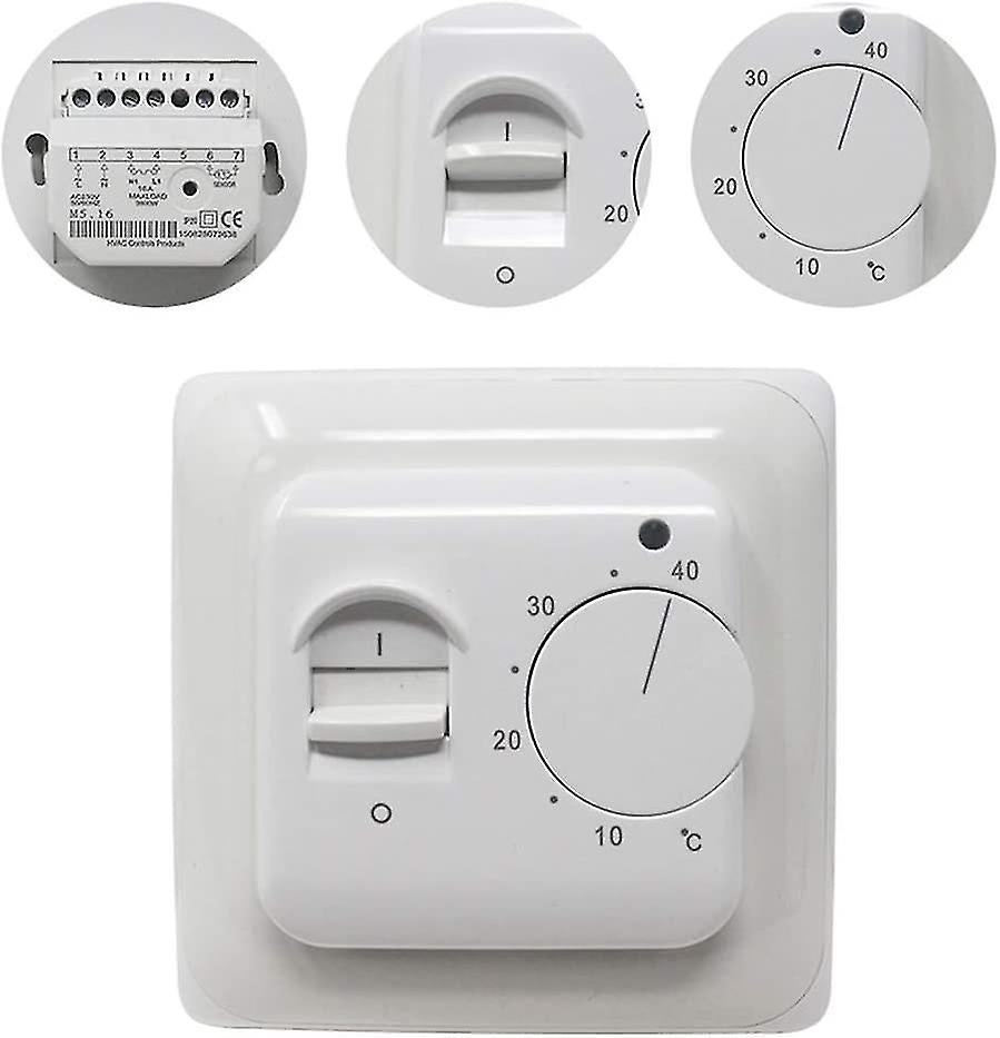 Electric Underfloor Heating Thermostat, 220V 16A with Probe, Mechanical Control, Energy Class A+++, Compatible with Underfloor Heating Systems