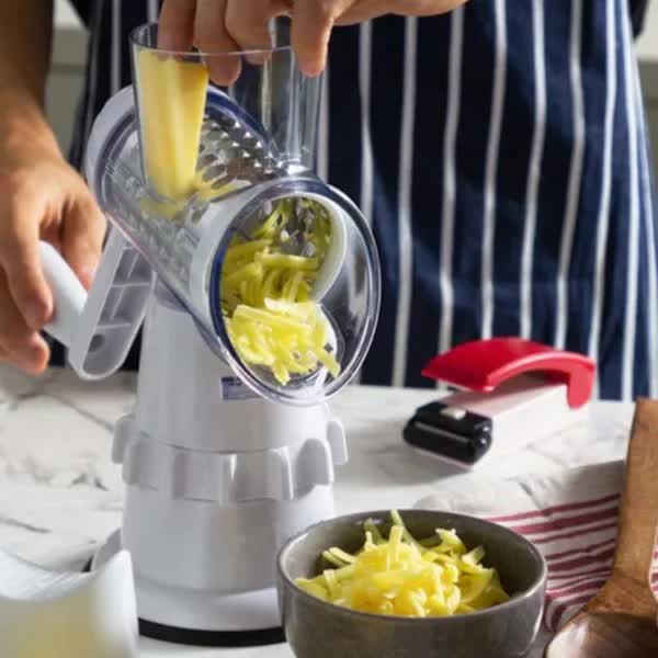 White Rotary Grater Vegetable Cutter and Shredder