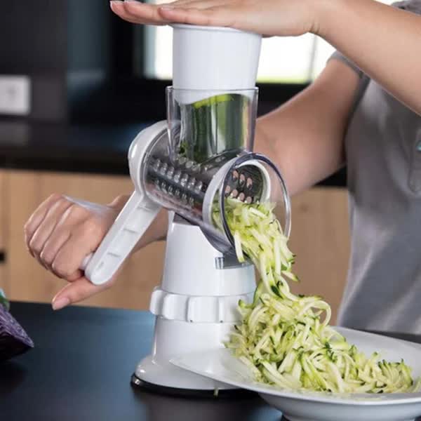White Rotary Grater Vegetable Cutter and Shredder