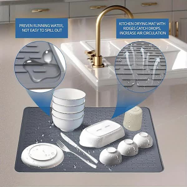 Extra Large Silicone Stove Protector Mat, Heat Resistant Non-Slip Kitchen Dish Mat for Electric Stove in Black