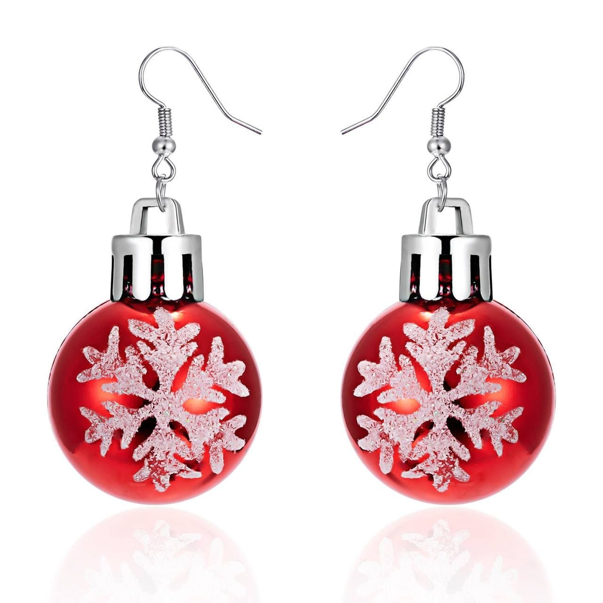 Red Christmas Ball Earrings