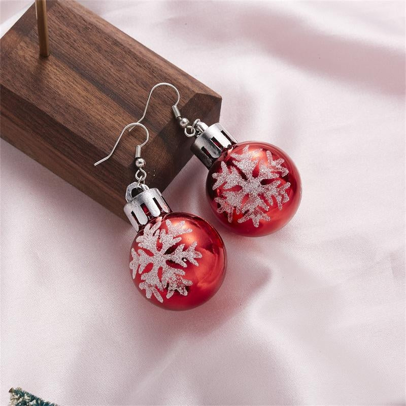 Red Christmas Ball Earrings