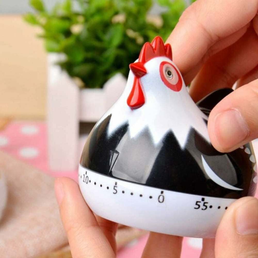 Kitchen Timer Chicken Design Manual Cooking Clock ABS Black Compatible with Braun