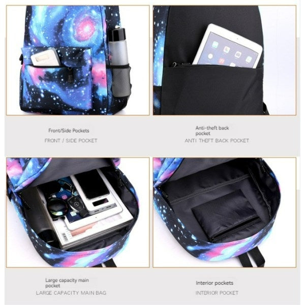 Cristiano Ronaldo Backpack 3-Piece Set, Black Youth School Backpack