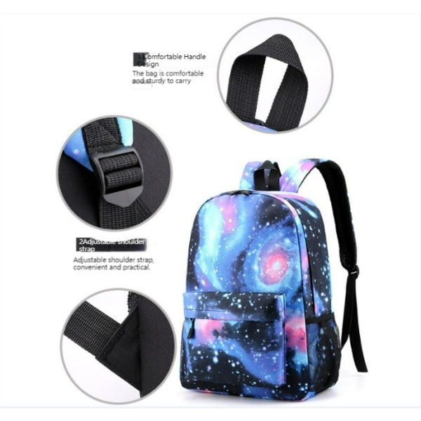 Cristiano Ronaldo Backpack 3-Piece Set, Black Youth School Backpack