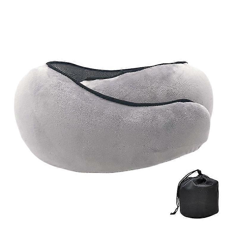 Travel Neck Pillow U-Shaped Memory Cotton Neck Pillows Massage Neck Pillow Sleeping Airplane Pillow Cervical Health Care Pillow grey