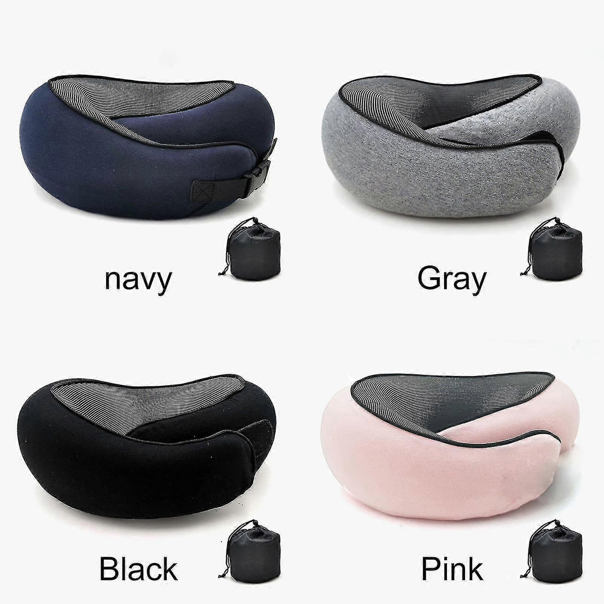Travel Neck Pillow U-Shaped Memory Cotton Neck Pillows Massage Neck Pillow Sleeping Airplane Pillow Cervical Health Care Pillow grey