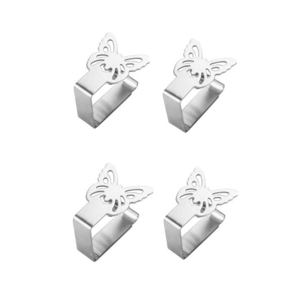 Butterfly-Shaped Cloth Clips / Cloth Holders, 4-pack Silver