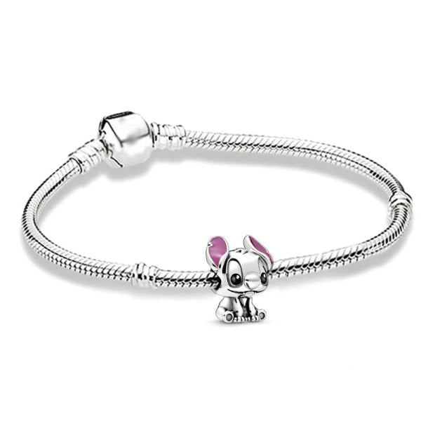 PANDORA Sterling Silver Disney Lilo Stitch Charm Compatible with PANDORA Bracelet 16cm