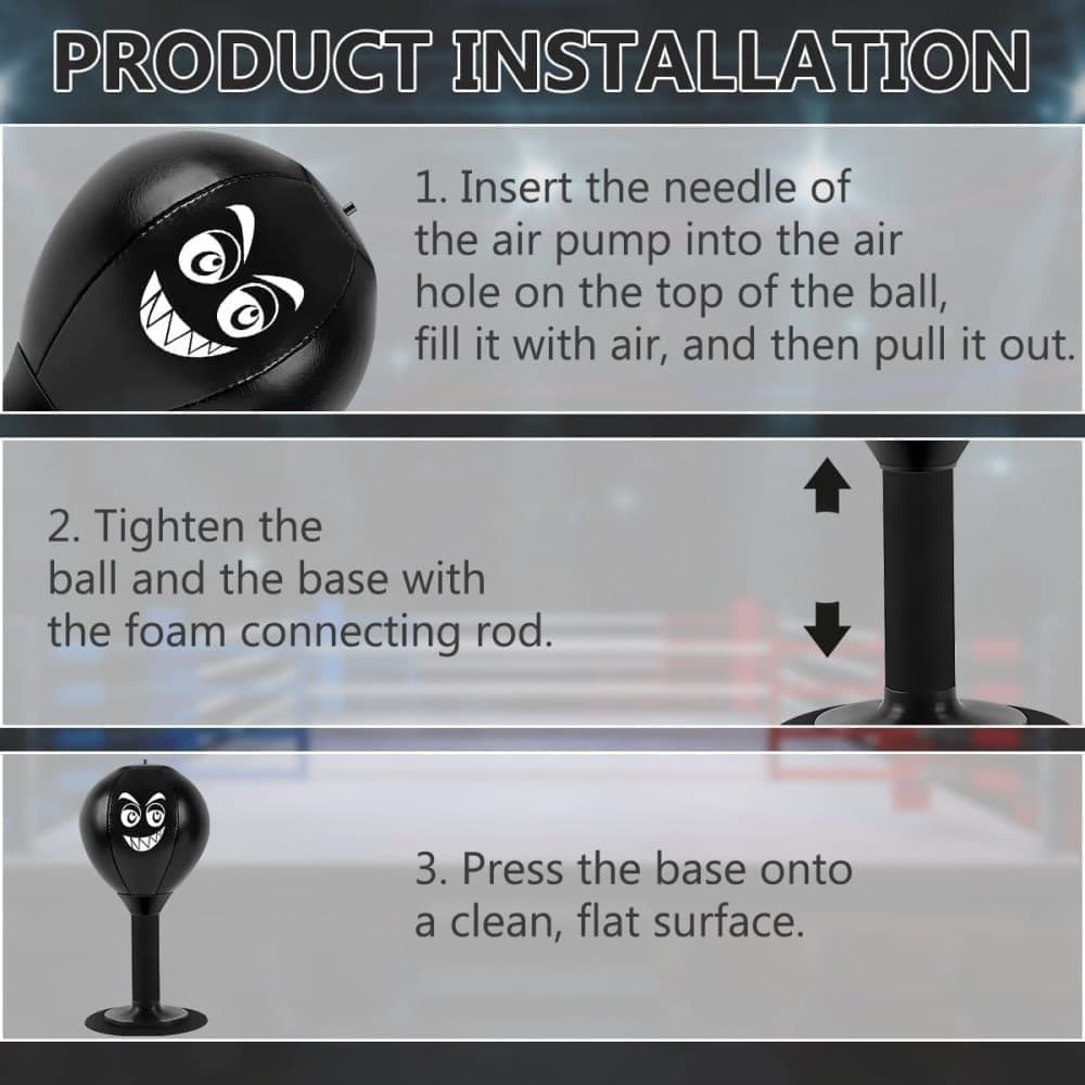 Stress Relief Boxing Ball for Desk with Suction Cup, Compatible with Office and Home Use, Perfect Gift Idea