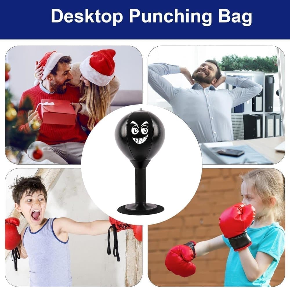 Stress Relief Boxing Ball for Desk with Suction Cup, Compatible with Office and Home Use, Perfect Gift Idea