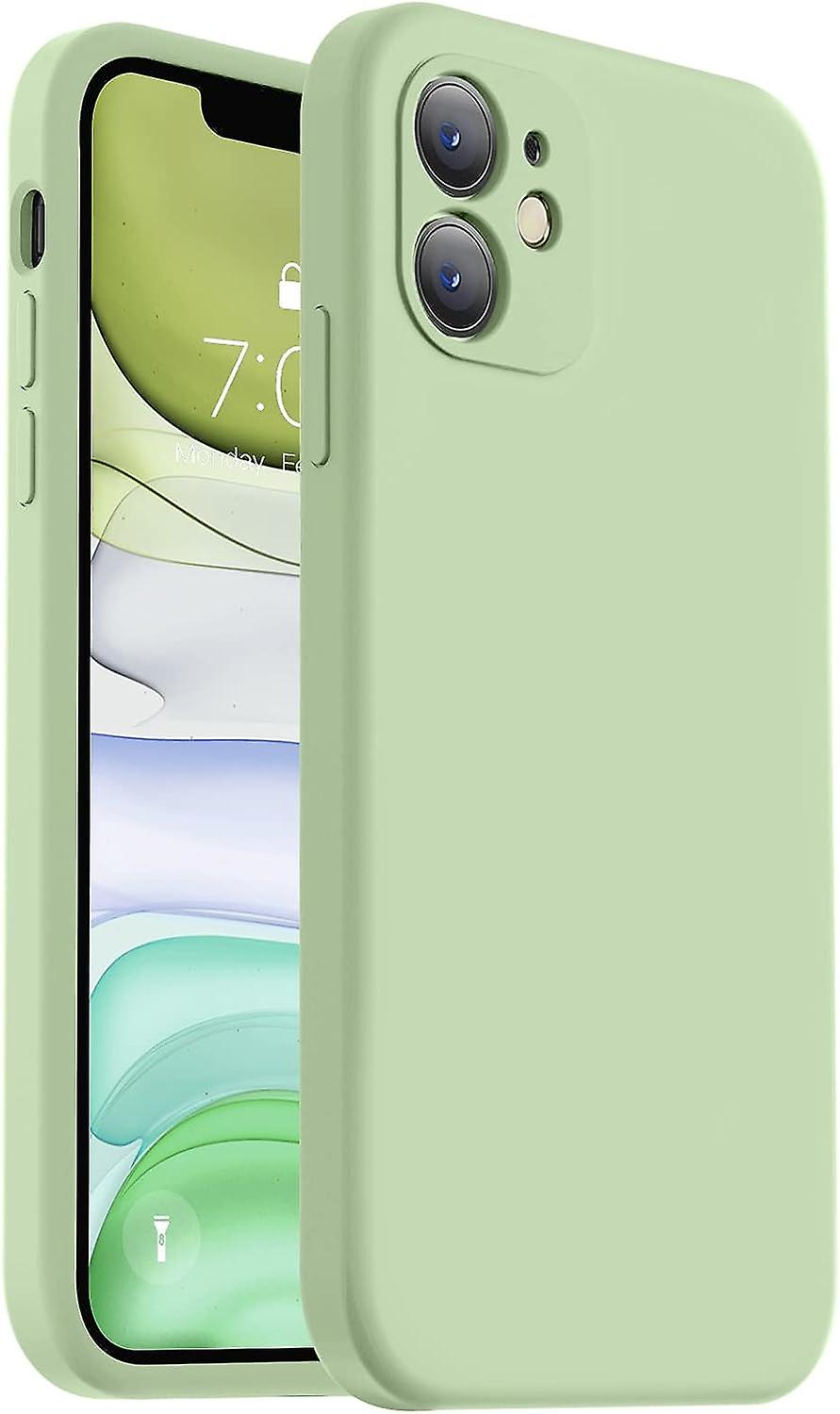 iPhone 11 Case 6.1 Inch Liquid Silicone Square Edges Camera Protection Soft Anti-Scratch Microfiber Lining Matcha Green Upgraded