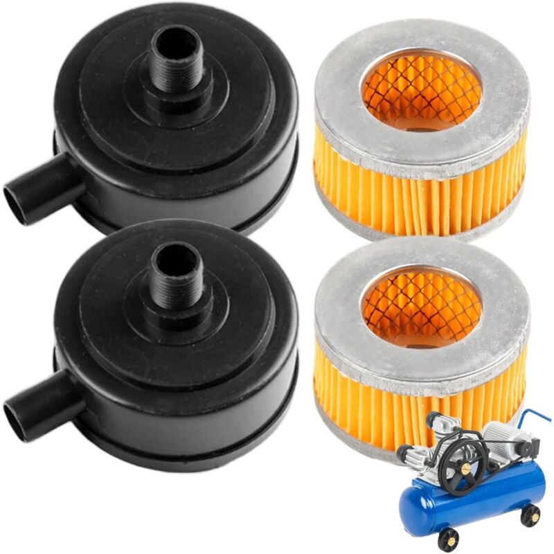 20mm Thread Air Compressor Intake Filter Muffler with Plastic Cover 2pcs for Pneumatic Tools