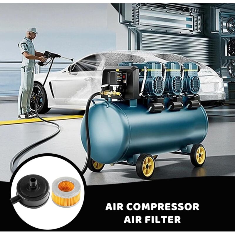 20mm Thread Air Compressor Intake Filter Muffler with Plastic Cover 2pcs for Pneumatic Tools
