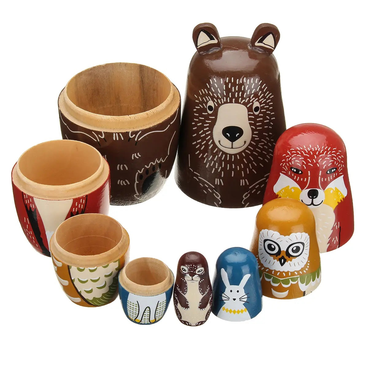 Russian Dolls / Matryoshka - Babushka doll - Animals Multicolor multicolor
