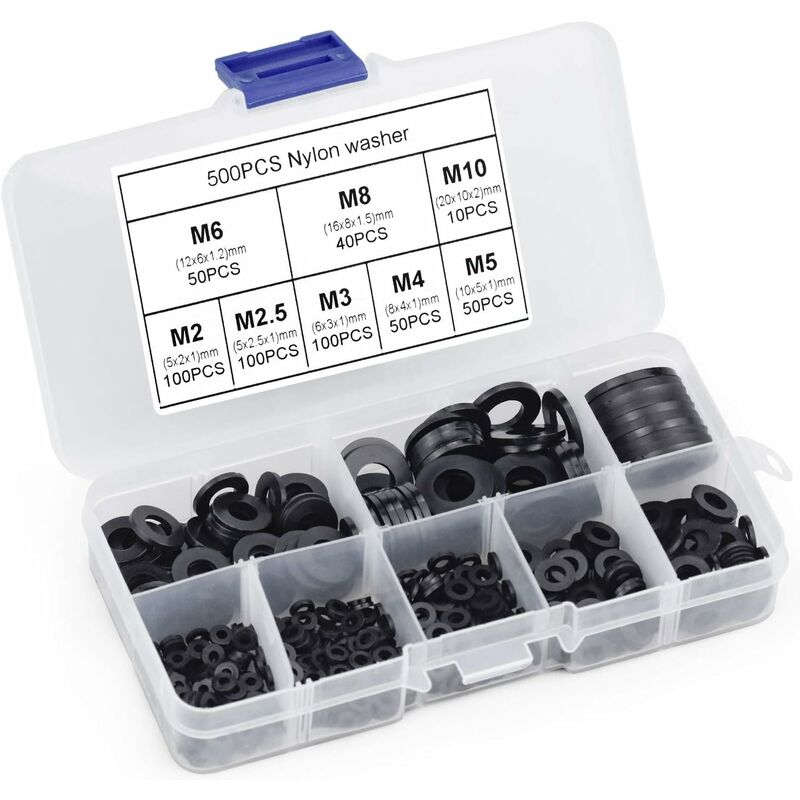 Black Plastic Lock Washers Fasteners Self-Locking Washer Assortment 500pcs M2.5 M3 M4 M5 M6 M8 M10