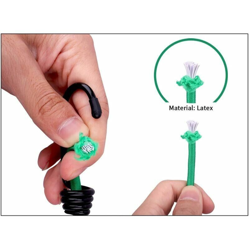Rubber Straps with Hooks 16 Pieces Green, for Camping Tents, Tarpaulins, and Awnings