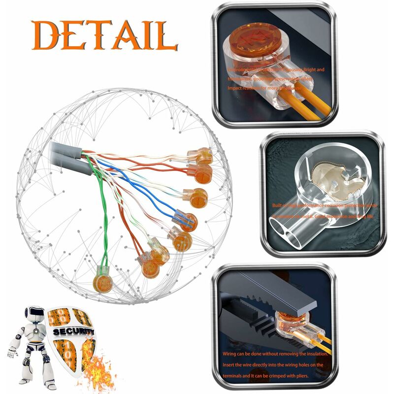 100pcs Scotchlok UY Waterproof Connector, Resin Filled Cable Connectors Wire Terminals for Garden & Outdoor Robotic Lawn Mower