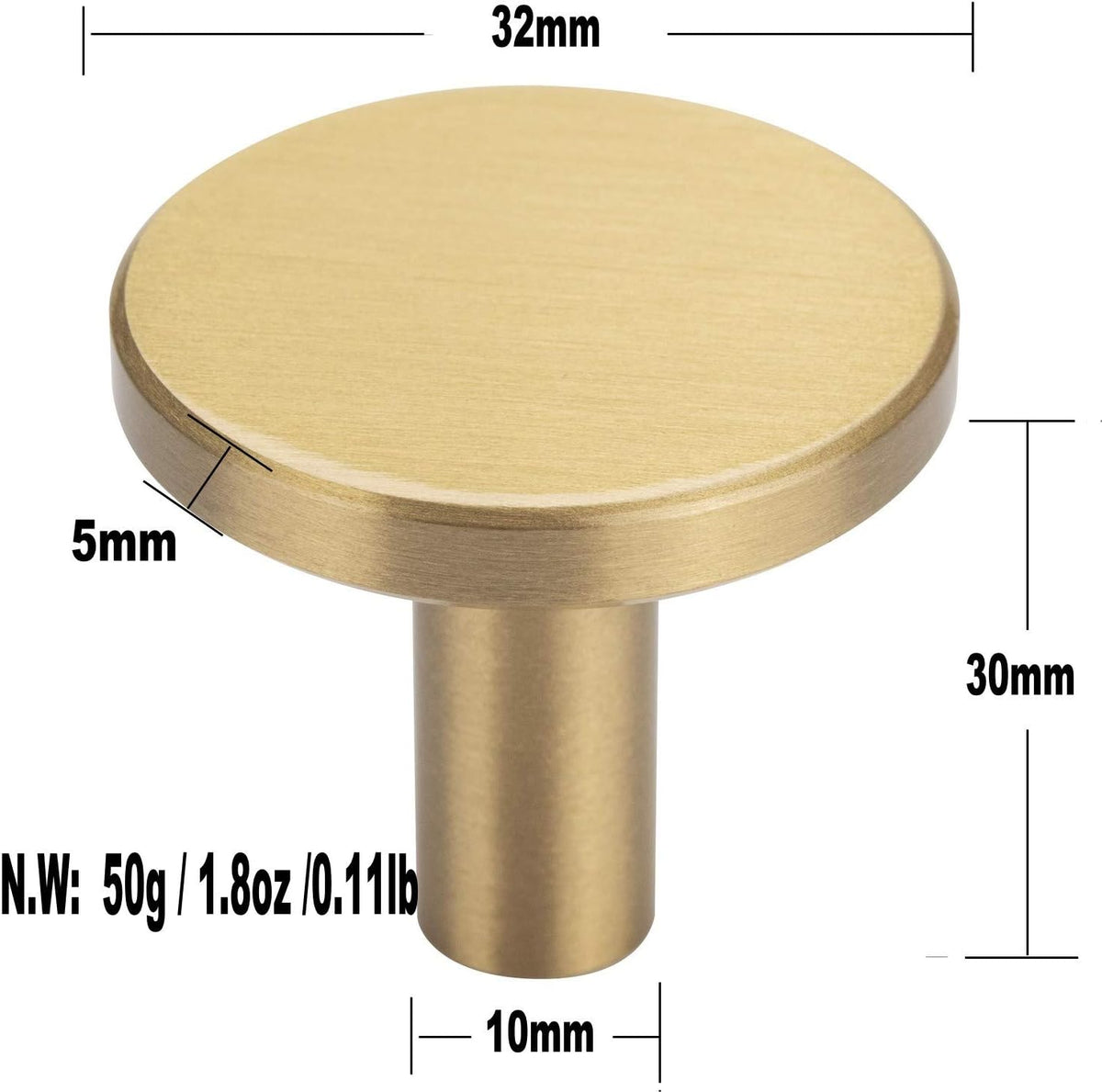 Set of 4 wall hooks in brushed brass, towel hooks in gold