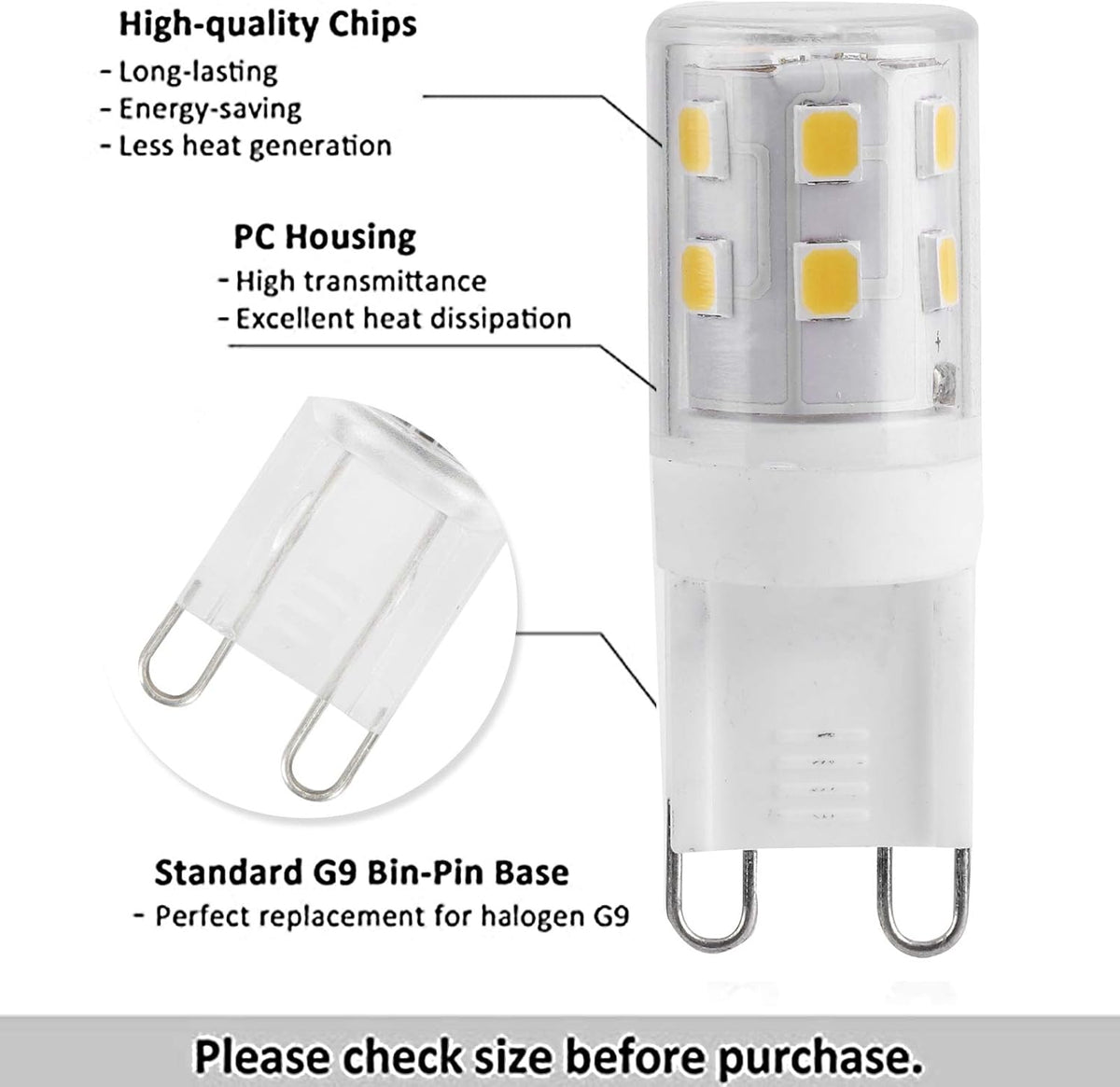 G9 LED Bulbs 2W 16-LED Mini Light Bulbs, Dimmable, Energy Saving Equivalent 30W Halogen, 10pcs, Ceramic Base, Eye Protection
