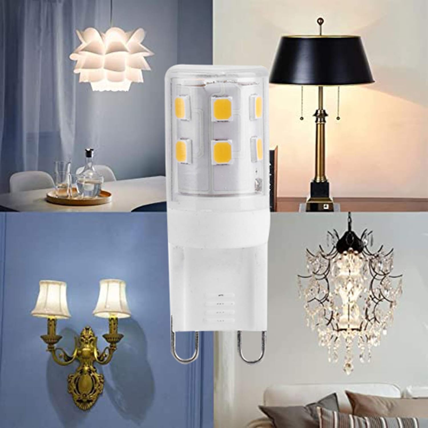 G9 LED Bulbs 2W 16-LED Mini Light Bulbs, Dimmable, Energy Saving Equivalent 30W Halogen, 10pcs, Ceramic Base, Eye Protection