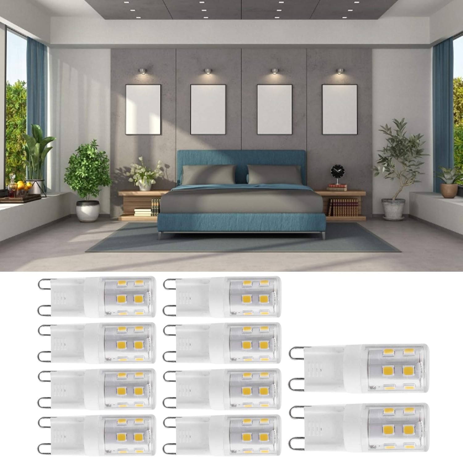 G9 LED Bulbs 2W 16-LED Mini Light Bulbs, Dimmable, Energy Saving Equivalent 30W Halogen, 10pcs, Ceramic Base, Eye Protection