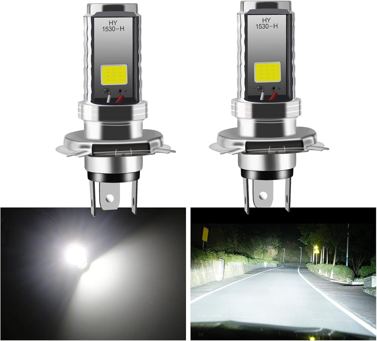 2PCS H4 LED Bulb, 12V Motorcycle/Car Headlight, 12W COB Bulbs Headlight LED Bulb for High Beam Headlight, High Beam/Low Beam