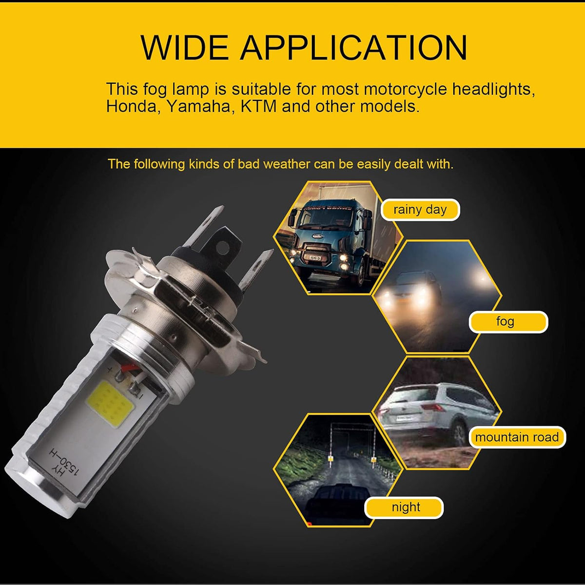 2PCS H4 LED Bulb, 12V Motorcycle/Car Headlight, 12W COB Bulbs Headlight LED Bulb for High Beam Headlight, High Beam/Low Beam