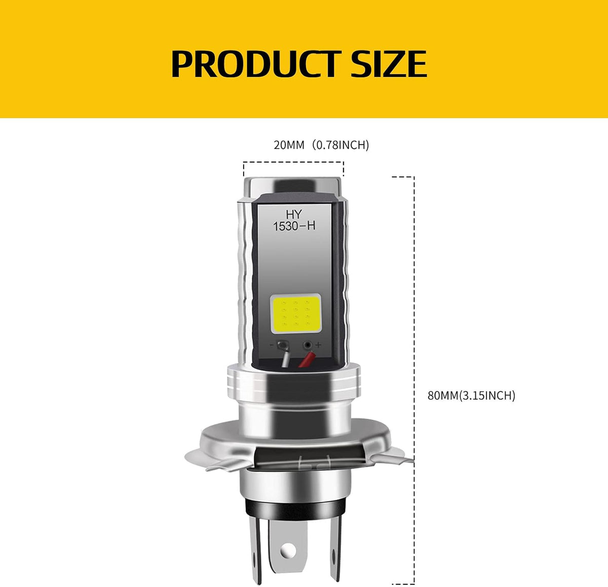 2PCS H4 LED Bulb, 12V Motorcycle/Car Headlight, 12W COB Bulbs Headlight LED Bulb for High Beam Headlight, High Beam/Low Beam