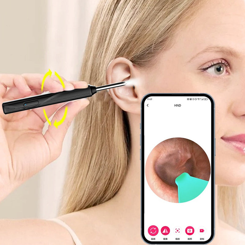 8 ST 1080P Wireless Ear Cleaning Otoscope Ear Cleaning Tool Black 8 PCS Set