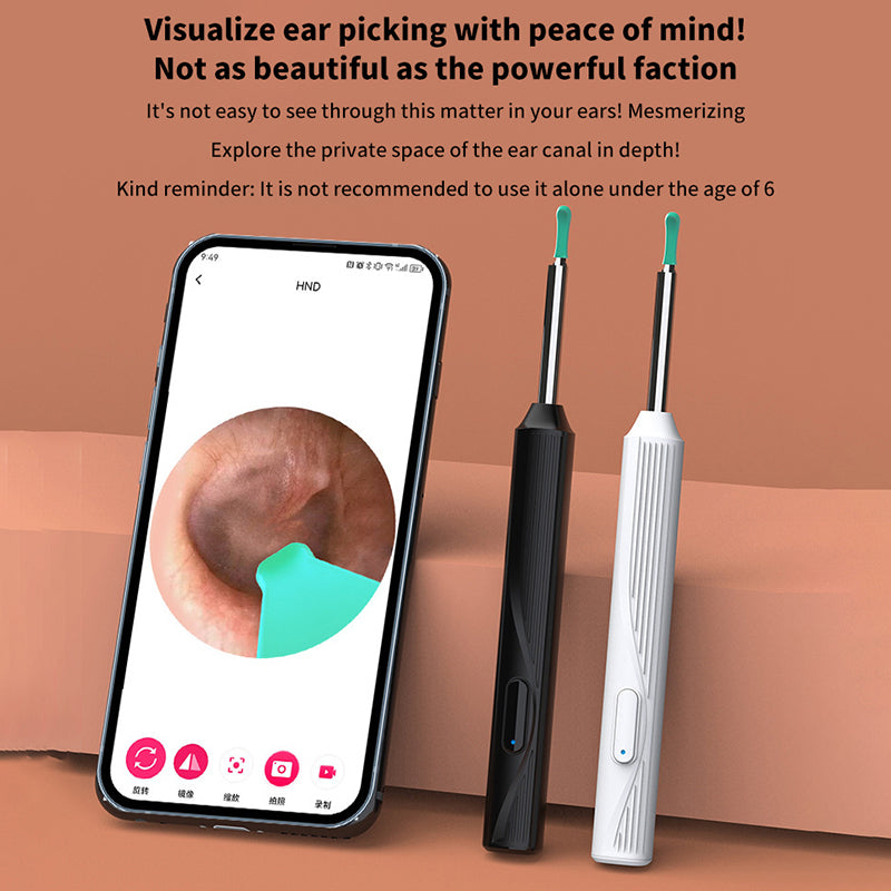 8 ST 1080P Wireless Ear Cleaning Otoscope Ear Cleaning Tool Black 8 PCS Set